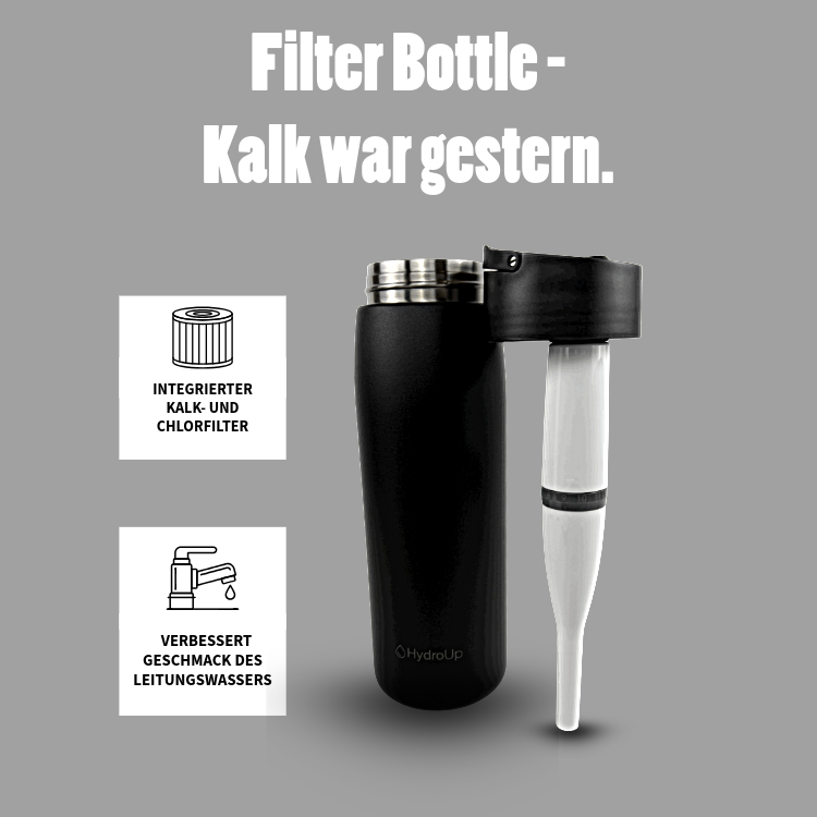 HydroUp Kalkfilter Flasche – Frisches und kalkfreies Leitungswasser jederzeit