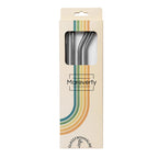 Glasstrohhalme (4er-Set mit Reinigungsbürste) - Nachhaltige Trinkhalme - Mareverty