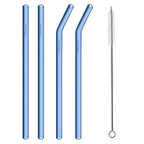 Glasstrohhalme (4er-Set mit Reinigungsbürste) - Nachhaltige Trinkhalme - Mareverty