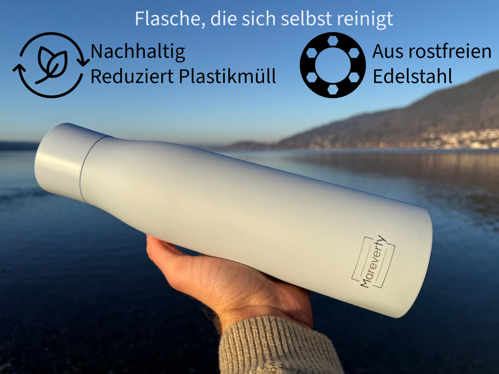 Smart HydroUp – Selbstreinigende Trinkflasche: Innovative Selbstreinigungsfunktion, Temperaturanzeige, Trinkerinnerung 750ml - Mareverty