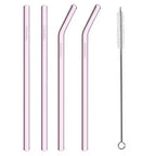 Glasstrohhalme (4er-Set mit Reinigungsbürste) - Nachhaltige Trinkhalme - Mareverty