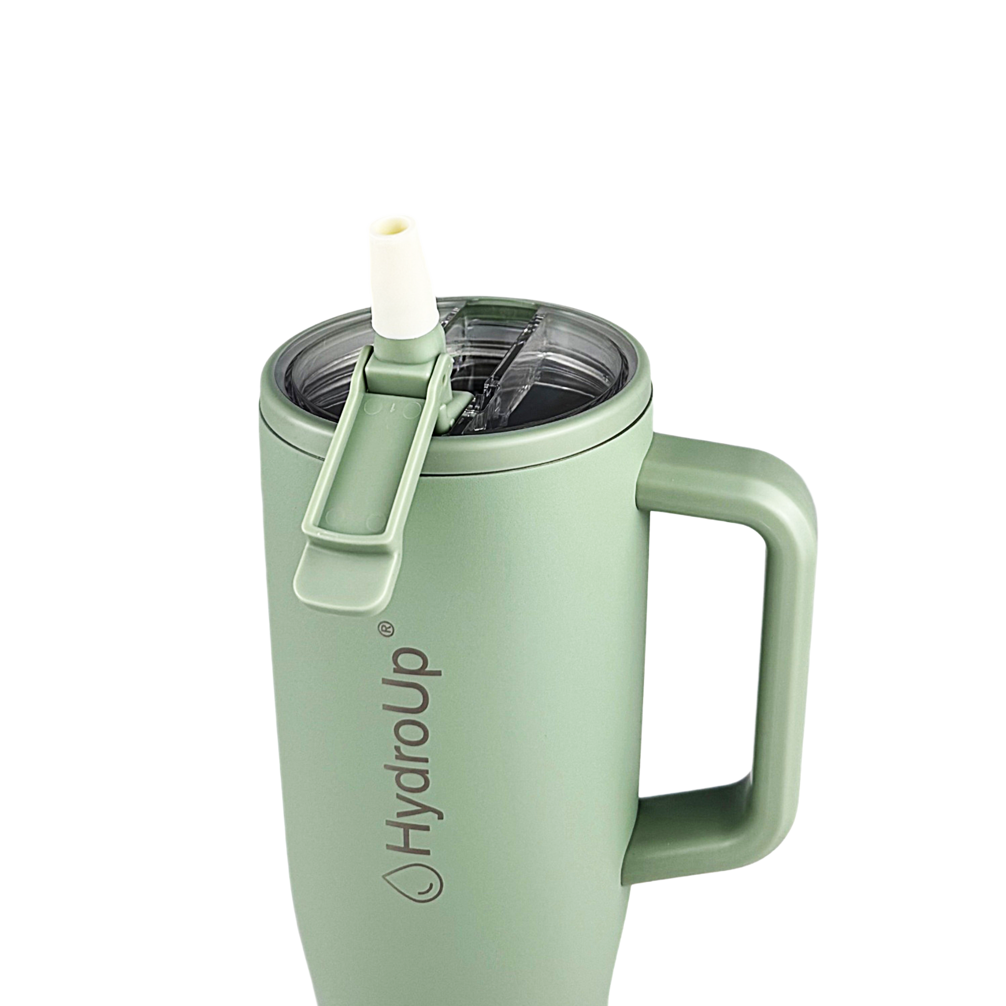 HydroUp Cup - Tumbler / Thermobecher / Trinkbehälter mit 100% auslaufsicherem Deckel, Trinkhalm und Tragegriff (1,2 Liter) - Mareverty