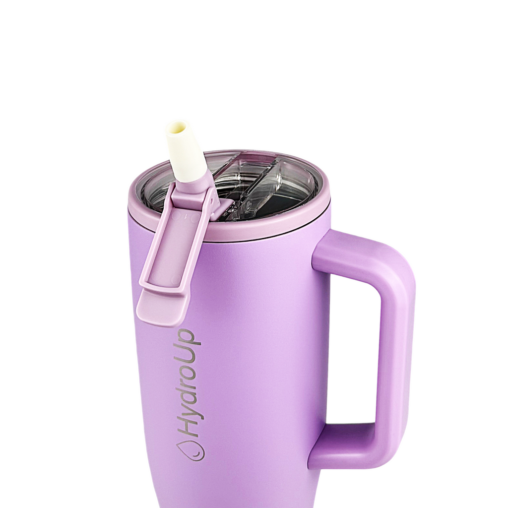 HydroUp Cup - Tumbler / Thermobecher / Trinkbehälter mit 100% auslaufsicherem Deckel, Trinkhalm und Tragegriff (1,2 Liter) - Mareverty