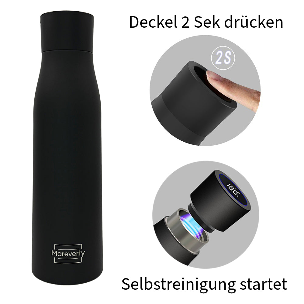Smart HydroUp – Selbstreinigende Trinkflasche: Innovative Selbstreinigungsfunktion, Temperaturanzeige, Trinkerinnerung 750ml - Mareverty