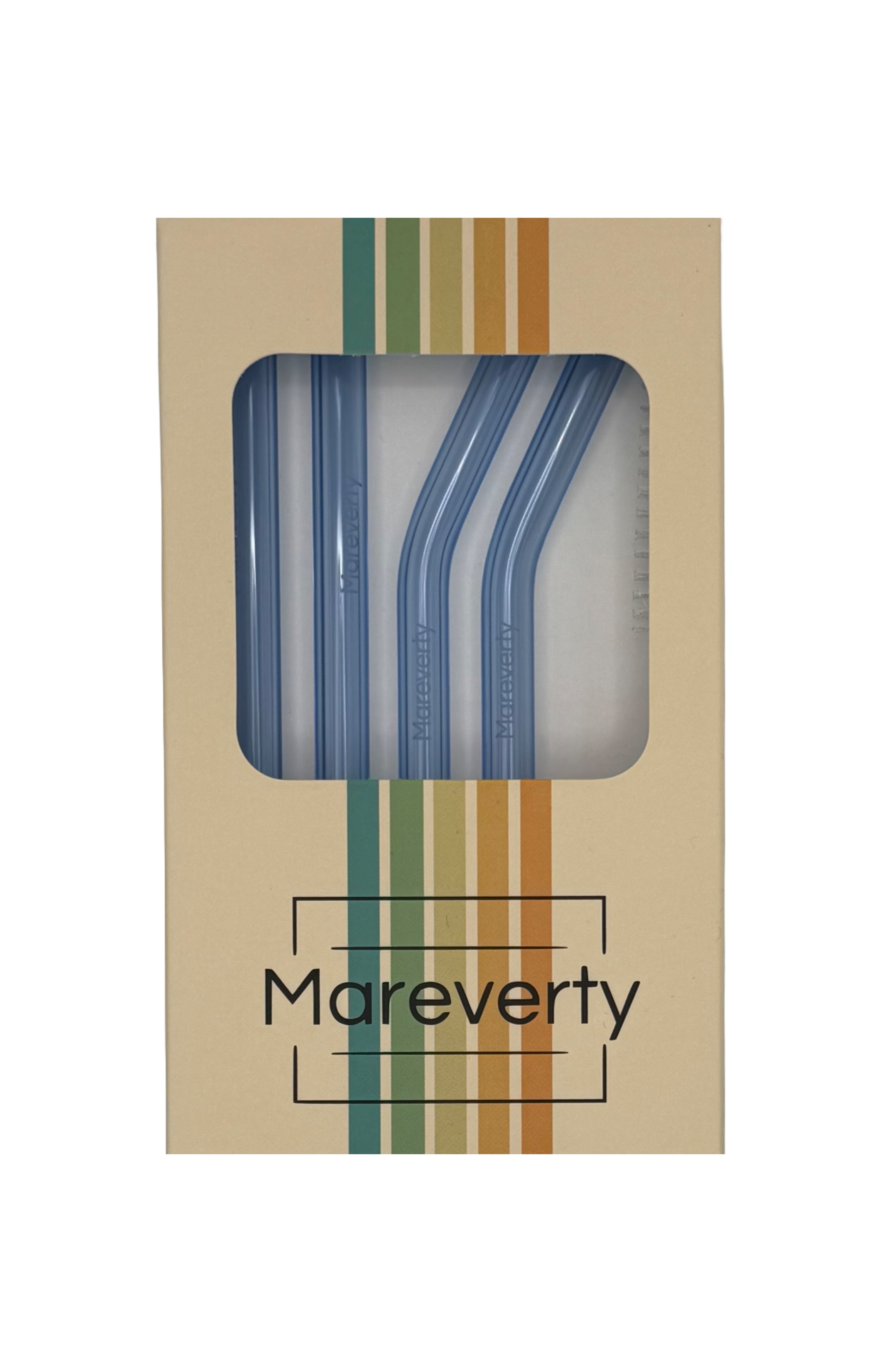 Glasstrohhalme (4er-Set mit Reinigungsbürste) - Nachhaltige Trinkhalme - Mareverty