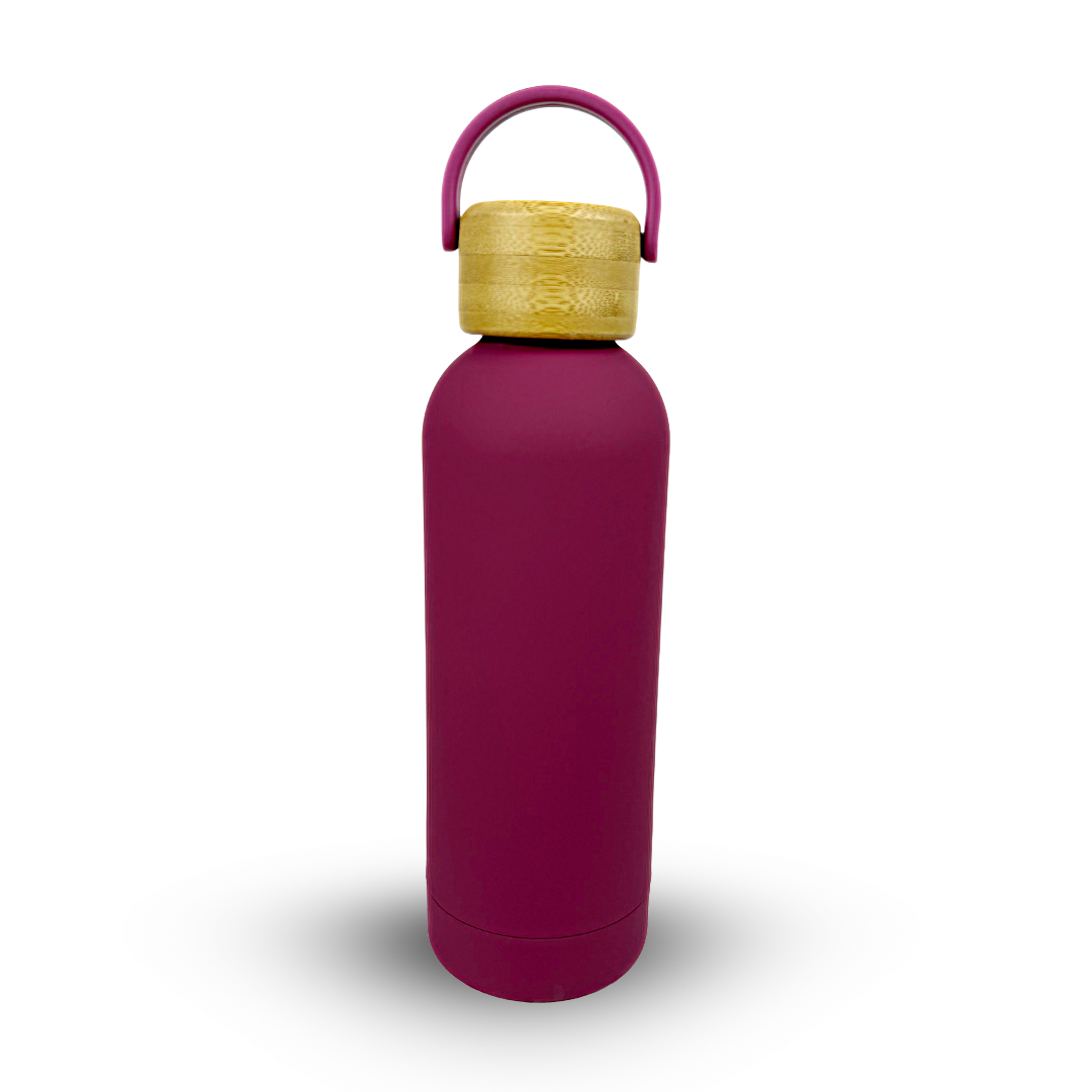 Edelstahl Trinkflasche – Isolierflasche mit Bambusdeckel & Tragegriff – Auslaufsichere Thermoflasche für Sport, Büro & Alltag – BPA-freie Wasserflasche