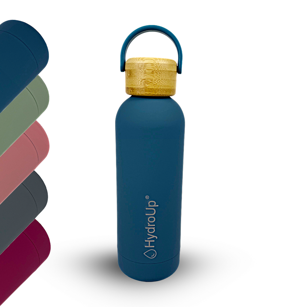 Edelstahl Trinkflasche – Isolierflasche mit Bambusdeckel & Tragegriff – Auslaufsichere Thermoflasche für Sport, Büro & Alltag – BPA-freie Wasserflasche