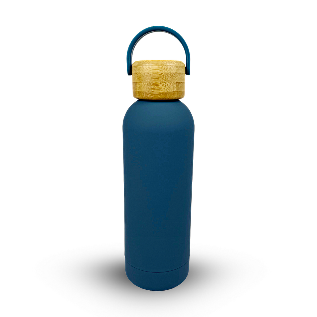 Edelstahl Trinkflasche – Isolierflasche mit Bambusdeckel & Tragegriff – Auslaufsichere Thermoflasche für Sport, Büro & Alltag – BPA-freie Wasserflasche