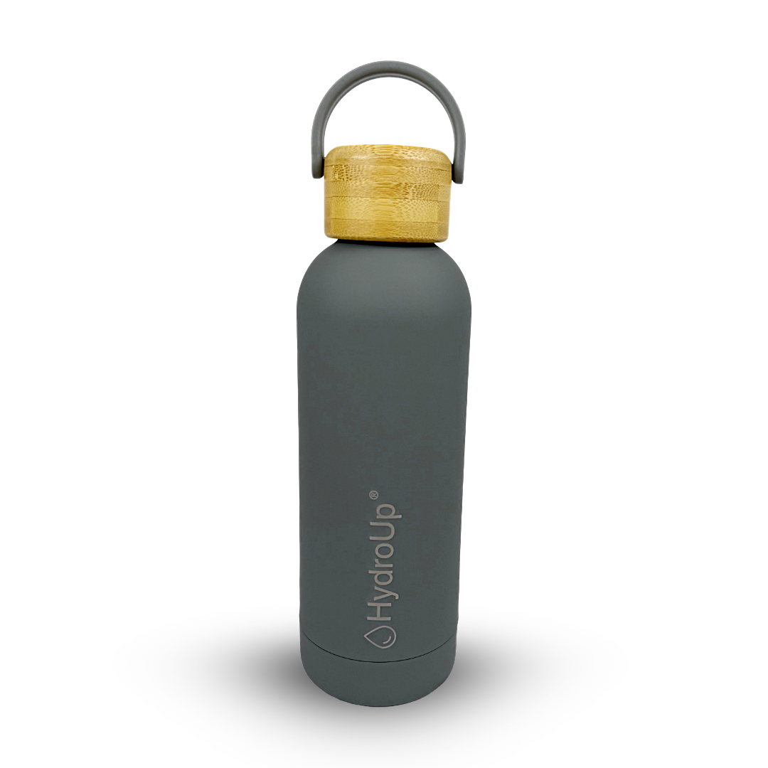 Edelstahl Trinkflasche – Isolierflasche mit Bambusdeckel & Tragegriff – Auslaufsichere Thermoflasche für Sport, Büro & Alltag – BPA-freie Wasserflasche