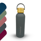 Edelstahl Trinkflasche – Isolierflasche mit Bambusdeckel & Tragegriff – Auslaufsichere Thermoflasche für Sport, Büro & Alltag – BPA-freie Wasserflasche