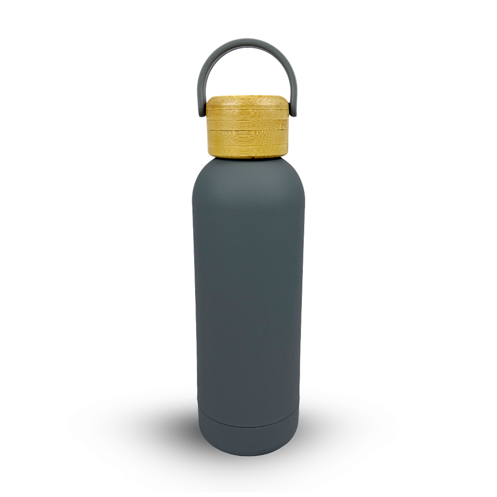 Edelstahl Trinkflasche – Isolierflasche mit Bambusdeckel & Tragegriff – Auslaufsichere Thermoflasche für Sport, Büro & Alltag – BPA-freie Wasserflasche