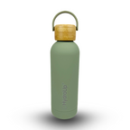 Edelstahl Trinkflasche – Isolierflasche mit Bambusdeckel & Tragegriff – Auslaufsichere Thermoflasche für Sport, Büro & Alltag – BPA-freie Wasserflasche