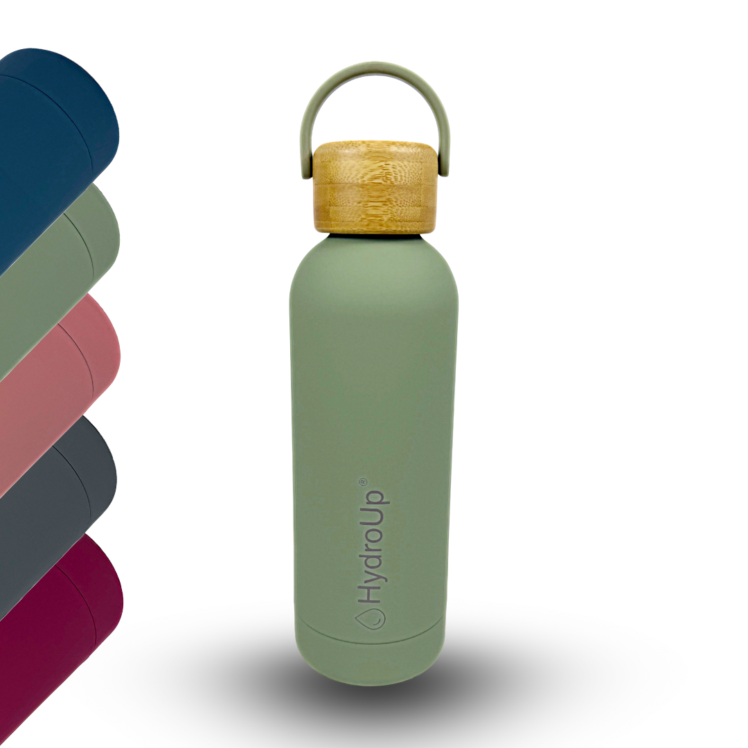 Edelstahl Trinkflasche – Isolierflasche mit Bambusdeckel & Tragegriff – Auslaufsichere Thermoflasche für Sport, Büro & Alltag – BPA-freie Wasserflasche