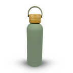 Edelstahl Trinkflasche – Isolierflasche mit Bambusdeckel & Tragegriff – Auslaufsichere Thermoflasche für Sport, Büro & Alltag – BPA-freie Wasserflasche