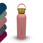 Edelstahl Trinkflasche – Isolierflasche mit Bambusdeckel & Tragegriff – Auslaufsichere Thermoflasche für Sport, Büro & Alltag – BPA-freie Wasserflasche