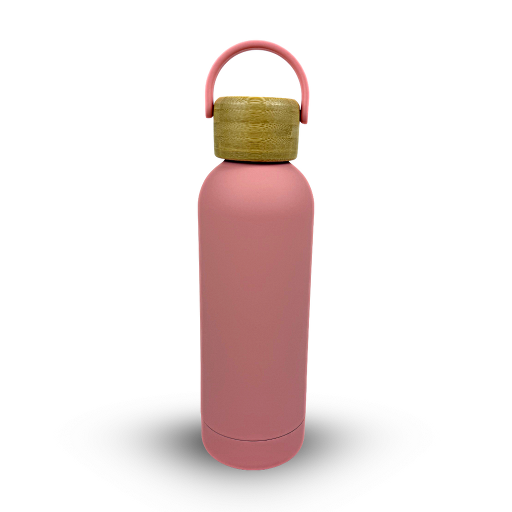 Edelstahl Trinkflasche – Isolierflasche mit Bambusdeckel & Tragegriff – Auslaufsichere Thermoflasche für Sport, Büro & Alltag – BPA-freie Wasserflasche