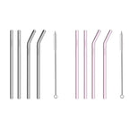Sparset: 2x Glasstrohhalm-Set (2x 4er-Set je mit Reinigungsbürste) - Nachhaltige Trinkhalme - Mareverty