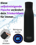 Sparset: 2x Selbstreinigende Trinkflasche - Smart HydroUp: Selbstreinigungsfunktion, Temperaturanzeige, Trinkerinnerung - 750ml - Mareverty