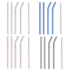 Sparset: 2x Glasstrohhalm-Set (2x 4er-Set je mit Reinigungsbürste) - Nachhaltige Trinkhalme - Mareverty