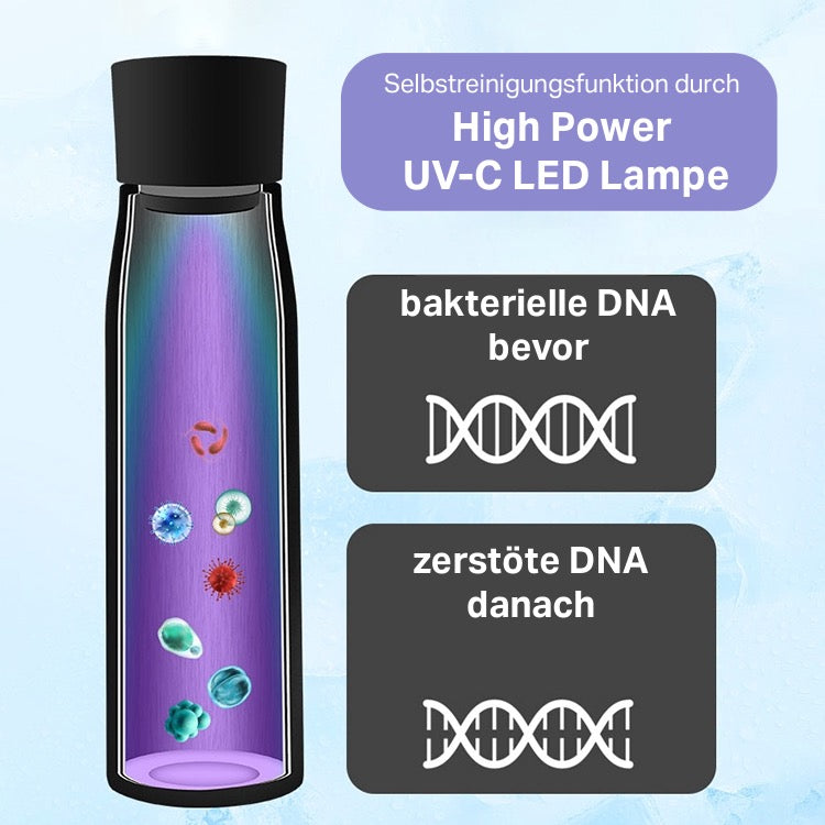 Smart HydroUp – Selbstreinigende Trinkflasche: Innovative Selbstreinigungsfunktion, Temperaturanzeige, Trinkerinnerung 750ml - Mareverty