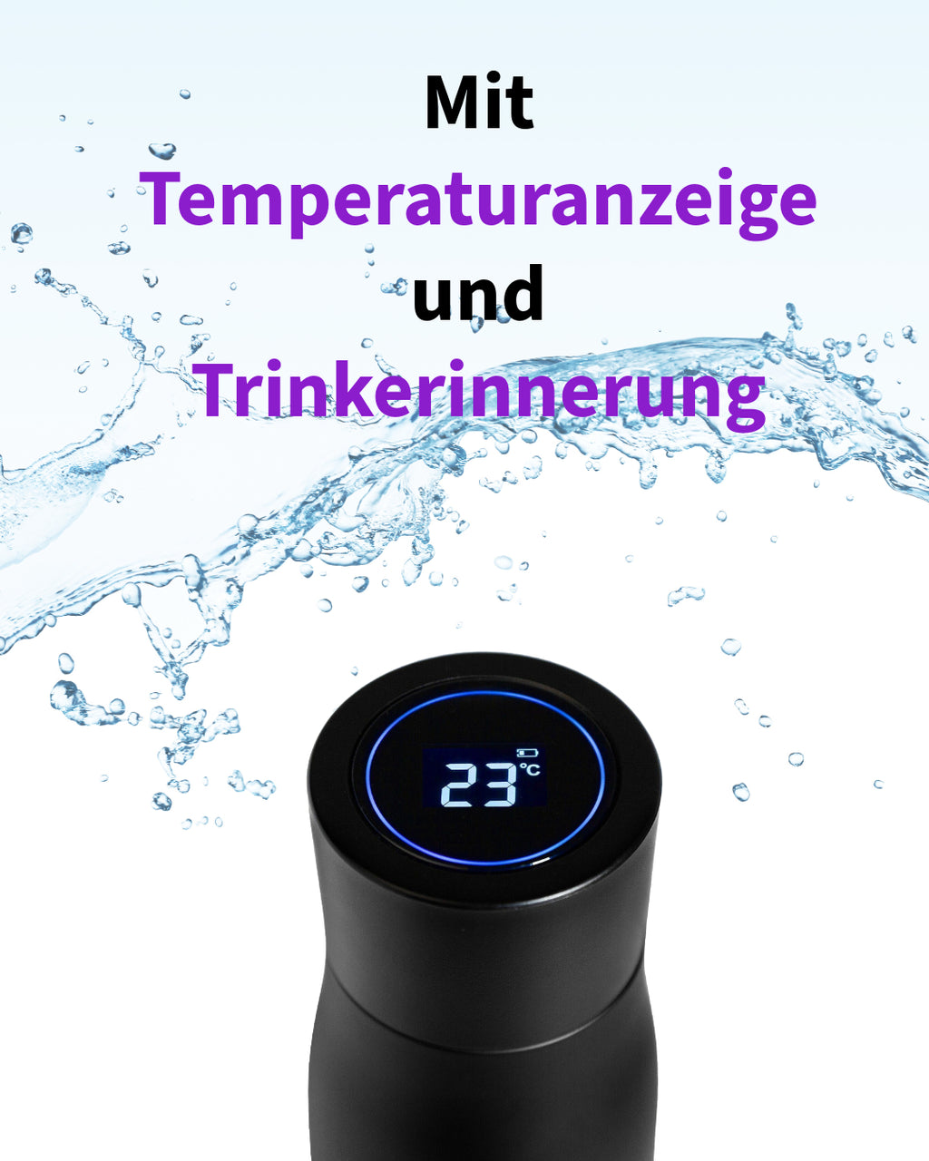 Sparset: 2x Selbstreinigende Trinkflasche - Smart HydroUp: Selbstreinigungsfunktion, Temperaturanzeige, Trinkerinnerung - 750ml - Mareverty