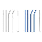 Sparset: 2x Glasstrohhalm-Set (2x 4er-Set je mit Reinigungsbürste) - Nachhaltige Trinkhalme - Mareverty