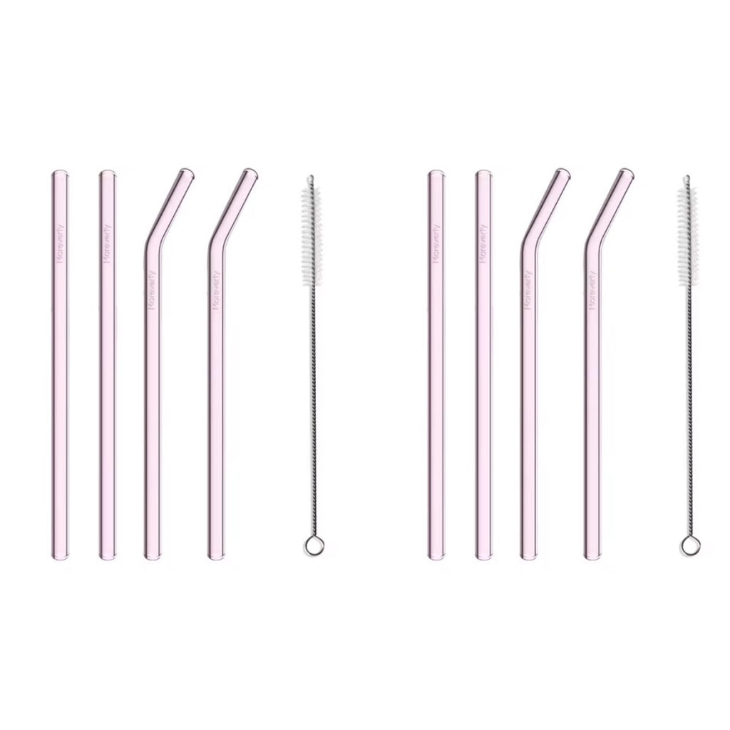 Sparset: 2x Glasstrohhalm-Set (2x 4er-Set je mit Reinigungsbürste) - Nachhaltige Trinkhalme - Mareverty