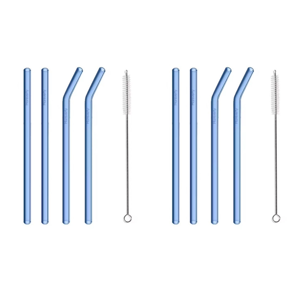 Sparset: 2x Glasstrohhalm-Set (2x 4er-Set je mit Reinigungsbürste) - Nachhaltige Trinkhalme - Mareverty