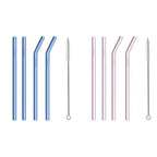 Sparset: 2x Glasstrohhalm-Set (2x 4er-Set je mit Reinigungsbürste) - Nachhaltige Trinkhalme - Mareverty