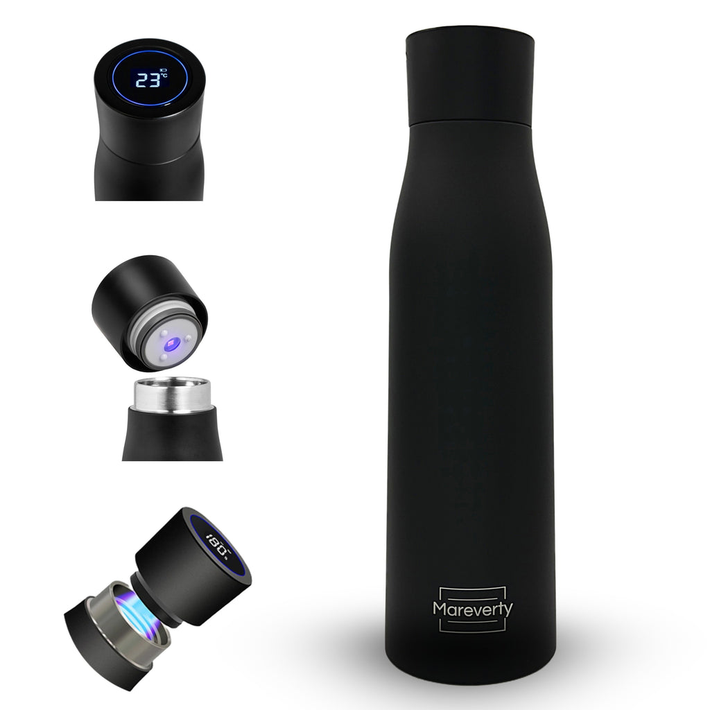 Selbstreinigende Trinkflasche - Smart HydroUp: Selbstreinigungsfunktion, Temperaturanzeige, Trinkerinnerung (750ml) - Mareverty