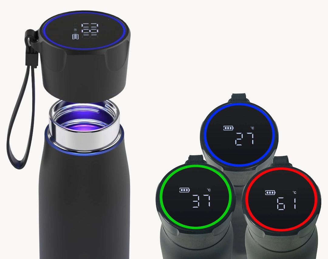 Sparset: 2x Selbstreinigende Trinkflasche - Smart HydroUp: Selbstreinigungsfunktion, Temperaturanzeige, Trinkerinnerung - 500 ml - Mareverty